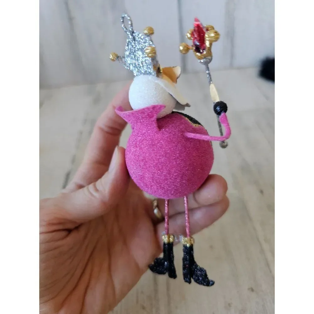 Pier 1 King glitter ornament‎ valentine jester unique vintage pink Xmas tree